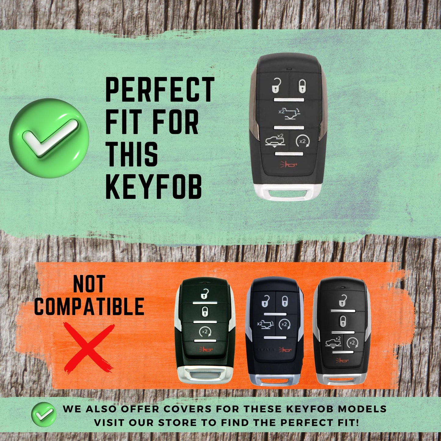 DODGE RAM 6-Button Key Fob Cover for Ram 1500, Big Horn, Laramie, Rebel, TRX - Tpu Remote Case