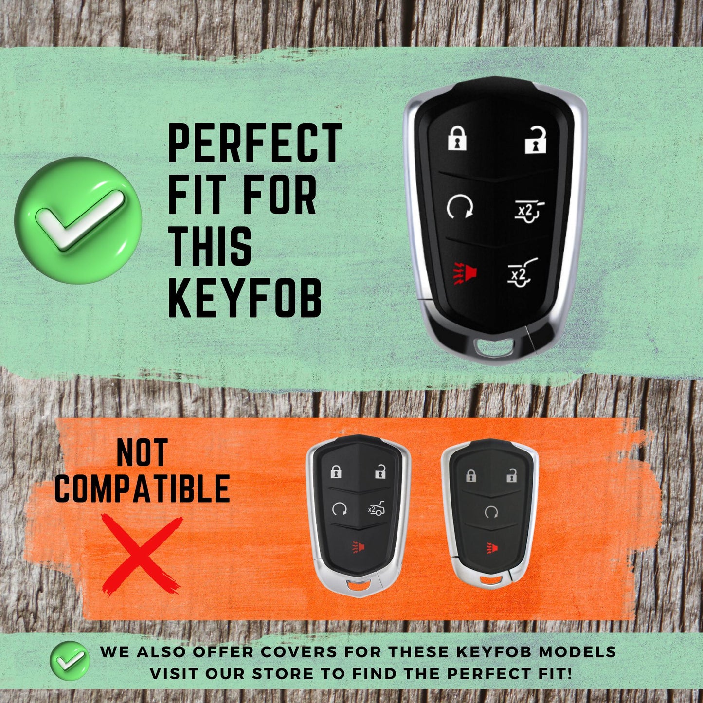 CADILLAC 6-Button Key Fob Cover for Escalade - Tpu Remote Case